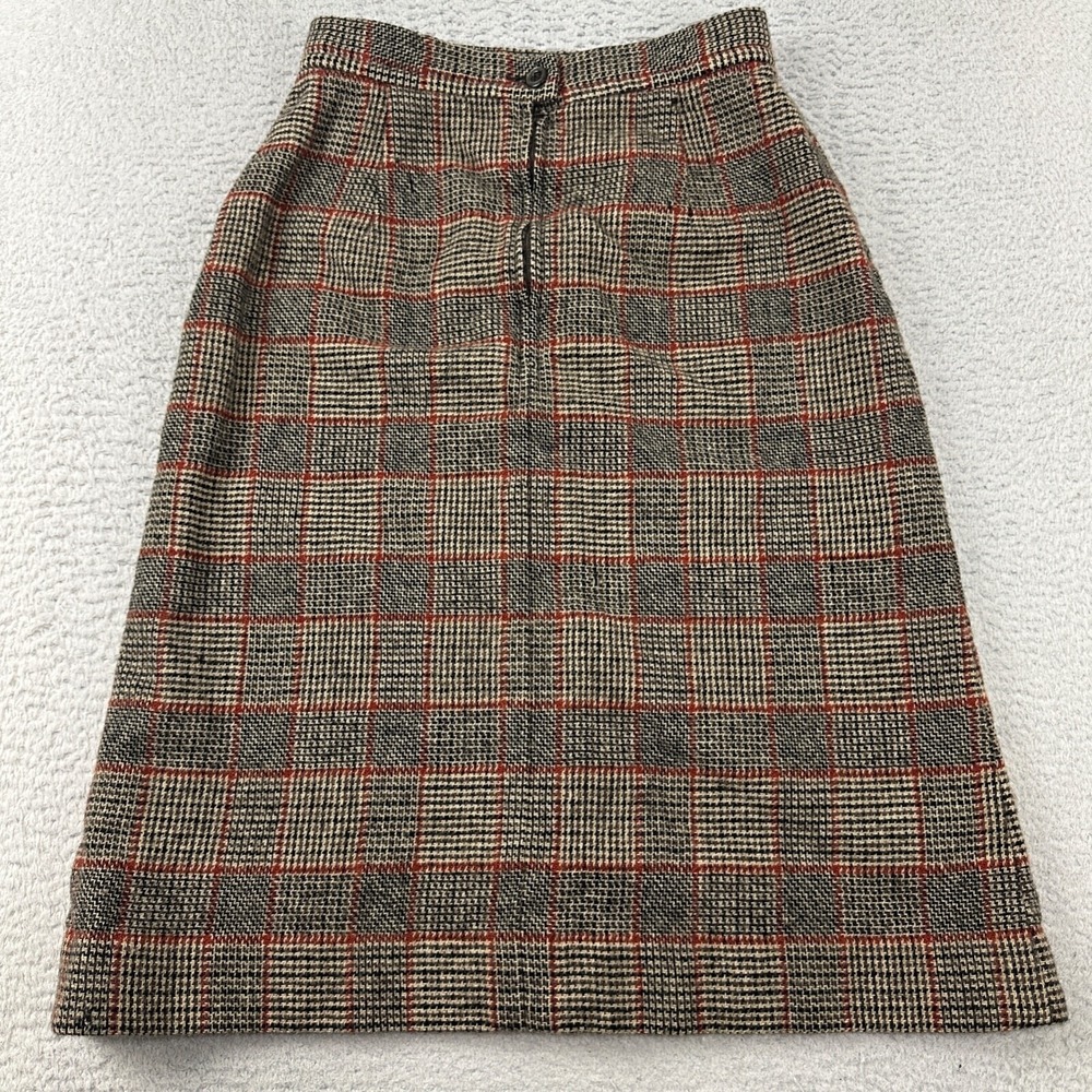 VTG Pendleton Plaid Skirt Virgin Wool 25" Waist Tiny‎ Holes
